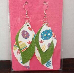 Easter‎ Eggs Faux Leather Handcrafted New Earrings